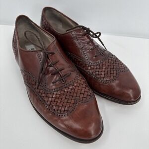 Vintage‎ Bally Wingtip Woven Leather Brown Italy Mens 12M